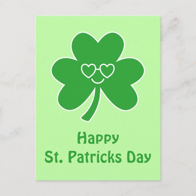 Carte Postale St. Patrick's Day Joyeux Sourire Trèfle Trèfle Pos (Devant)