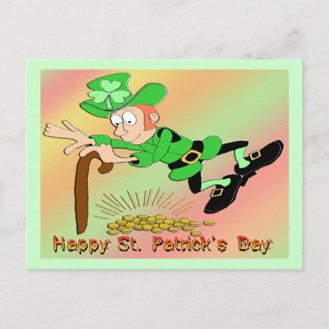 Carte Postale St Patrick's Day Leprechaun Gold (Devant)