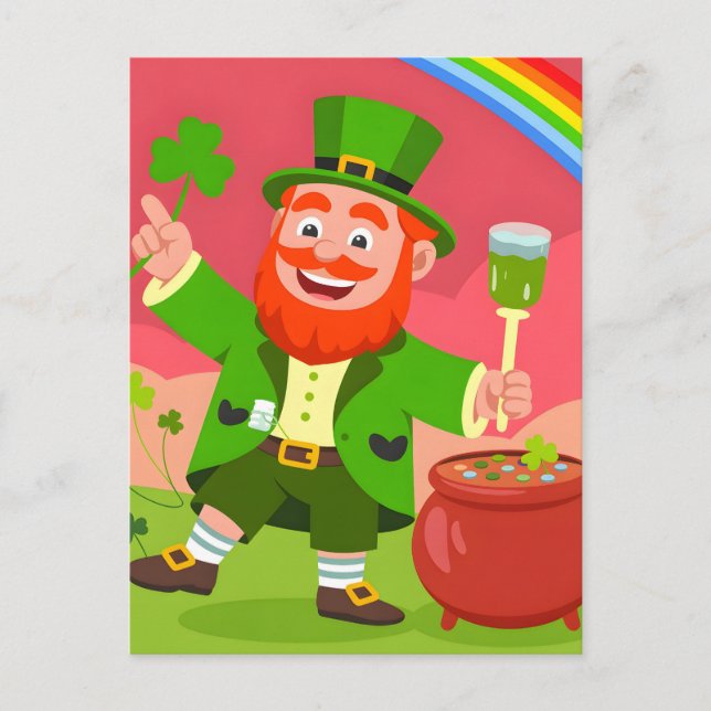 Carte Postale St. Patrick's Day Leprechaun Illustration  (Devant)