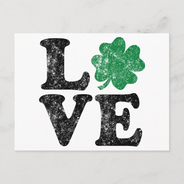 Carte Postale St Patrick's Day LOVE Shamrock irlandais (Devant)