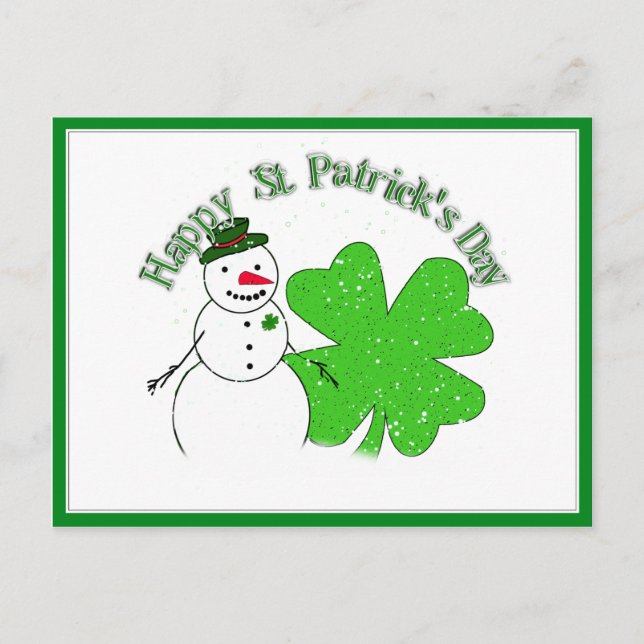 Carte Postale St Patrick's Day Lucky Snowman (Devant)