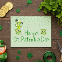 St. Patrick's Day Shamrock Cute Green Owls