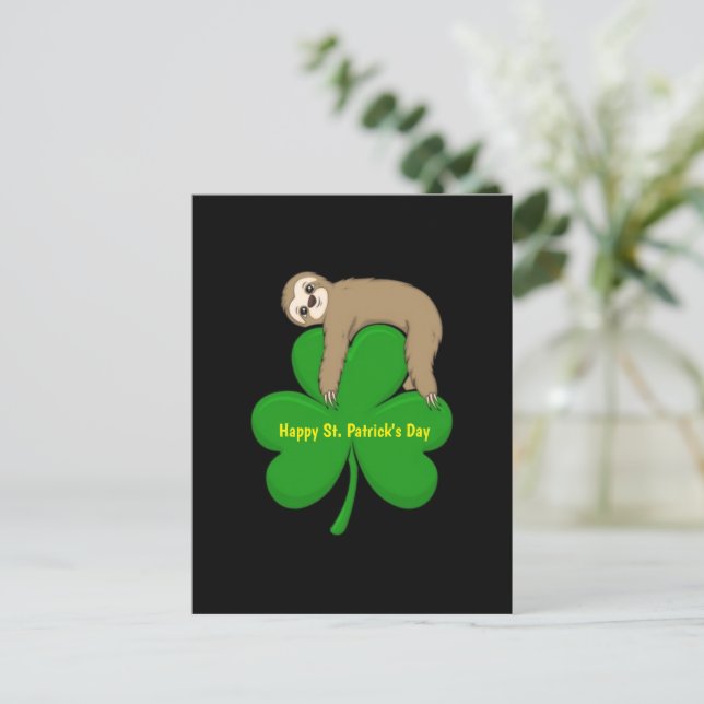 Carte postale St. Patrick's Day Sloth (Debout devant)