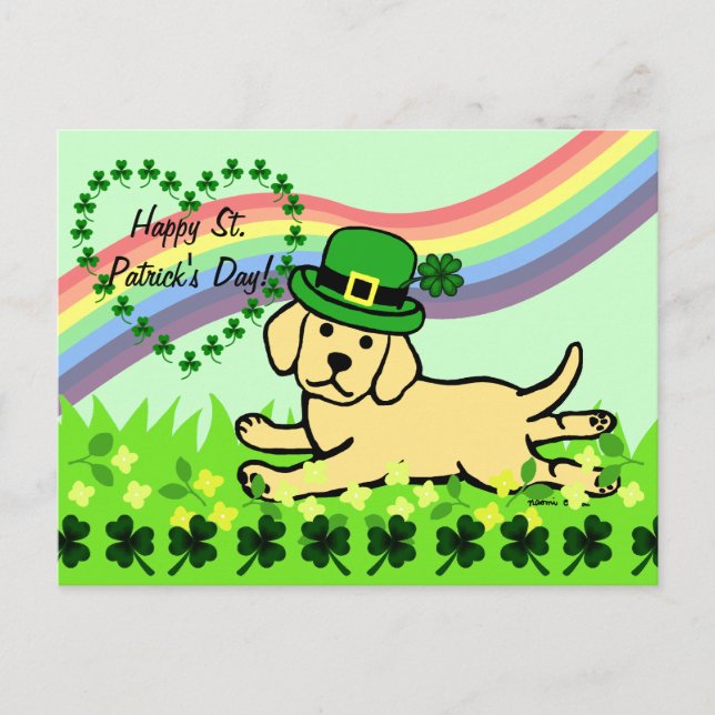 Carte Postale St. Patrick's Day Yellow Lab Baby (Devant)