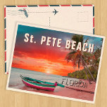 Carte Postale St Pete Beach Floride Palm Tree Beach Vintage<br><div class="desc">St. Pete Beach Floride Sable Tropical Palm Trees Souvenirs. St. Pete Beach Floride - Retro Tropical Palm Tree 60s Souvenirs design Vintage fait un grand cadeau de Noël ou d'anniversaire pour les fans de Saint-Pétersbourg plage fl. Le design rétro de l'ambiance estivale est un cadeau parfait pour les amateurs de...</div>
