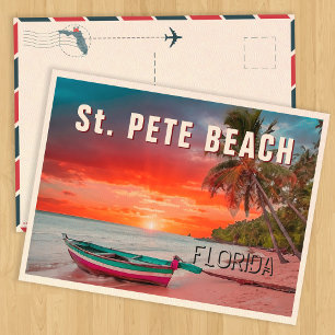 Carte Postale St Pete Beach Floride Palm Tree Beach Vintage