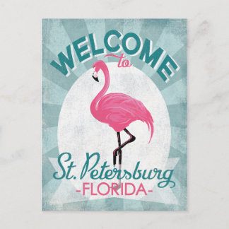 Carte Postale St Petersburg Floride Flamant rose rose Rétro