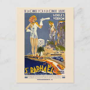 Carte Postale St Raphaël France Poster vintage années 1930