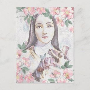 Carte Postale St Therese la petite aquarelle Flower Vintage