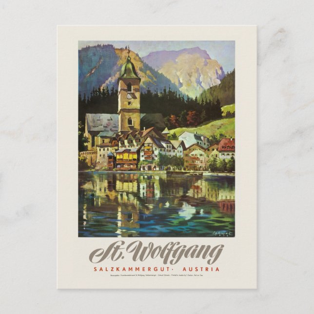 Carte Postale St. Wolfgang Salzkammergut Poster vintage 1936 (Devant)
