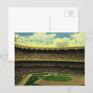 Carte Postale Stade de baseball sportif vintage avec foule