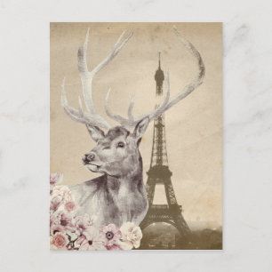 Carte Postale Stag Fleur & Tour Eiffel