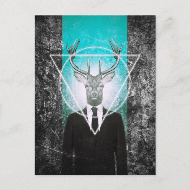 Carte Postale Stag in suit (Devant)