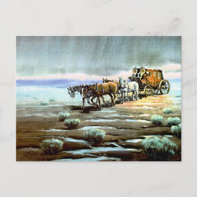 Carte Postale STAGECOACH PLUIE par SHARON SHARPE (Devant)