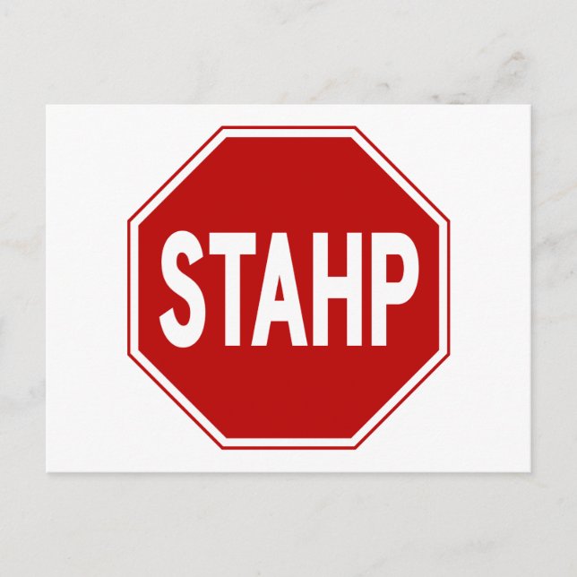 Carte Postale STAHP ! Plaque (Devant)