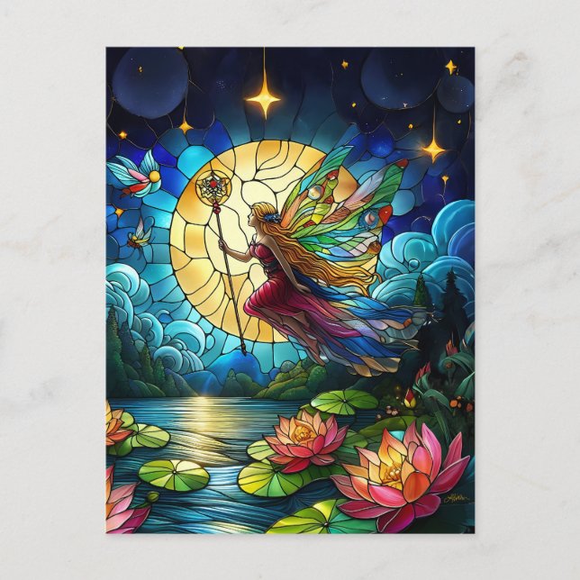 Carte Postale Stained Glass Moonlight Flight Fairy  (Devant)