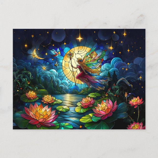 Carte Postale Stained Glass Moonlight Flight Fairy (Devant)