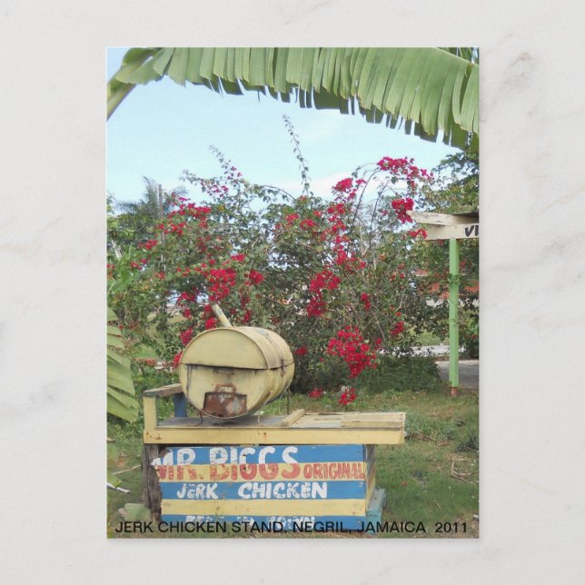 Carte Postale Stand de poulet Jerk à Negril, Jamaïque 2011 (Devant)