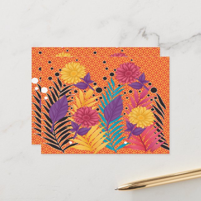 Carte postale | Standard | 14,2x10,8 cm | Floral | (Devant/Arrière en situation)