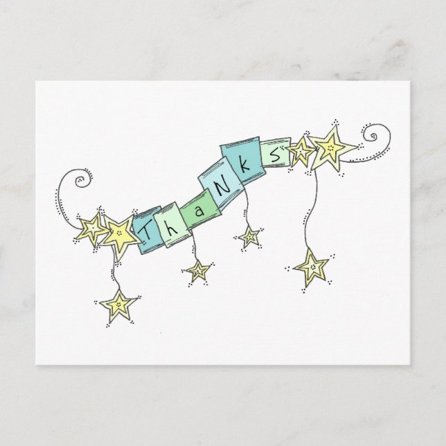 Carte Postale Star Doodles, Merci (Devant)