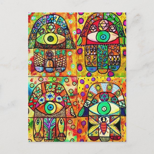 Carte Postale Star Of David Hamsa Tapastry Vintage (Devant)