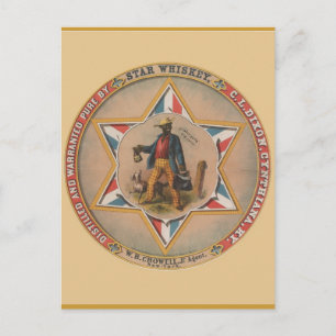 Carte Postale Star Whiskey Distillée et garantie pure