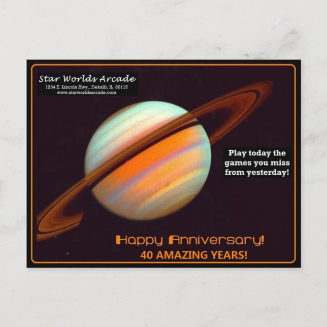 Carte Postale Star Worlds Arcade 40e anniversaire Rétro (Devant)