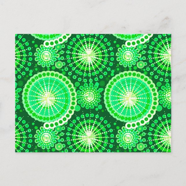 Carte Postale Starburds et pingwheel, vert pin foncé (Devant)