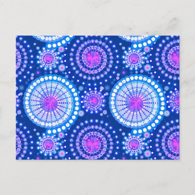 Carte Postale Starbursts and pinwheels, Blue cobalt & white (Devant)