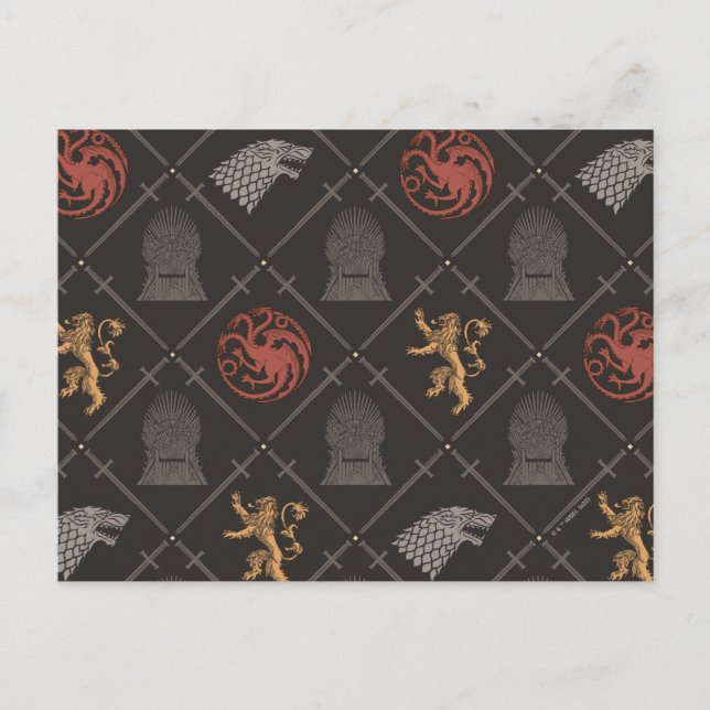 Carte Postale Stark, Lannister, Targaryen, Motif du Trône de fer (Devant)