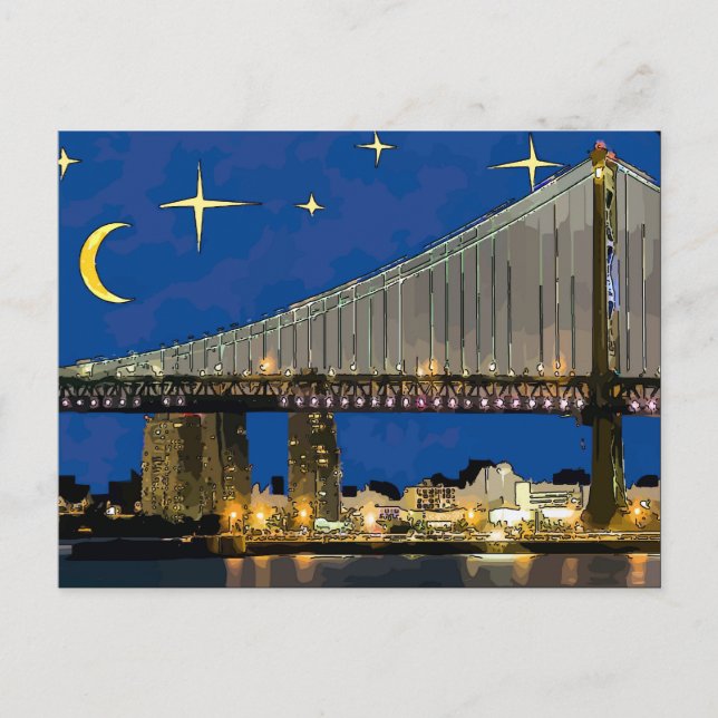 Carte Postale Starry Night Ben Franklin Bridge (Devant)