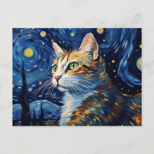 Carte Postale Starry Night Cat