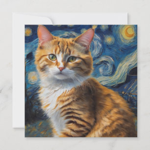 Carte postale Starry Night Cat Carré