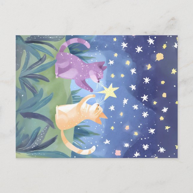 Carte Postale Starry Night Cats (Devant)