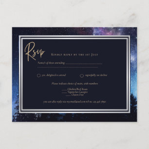Carte Postale Starry Night Galaxy Mariage RSVP Marine Gold
