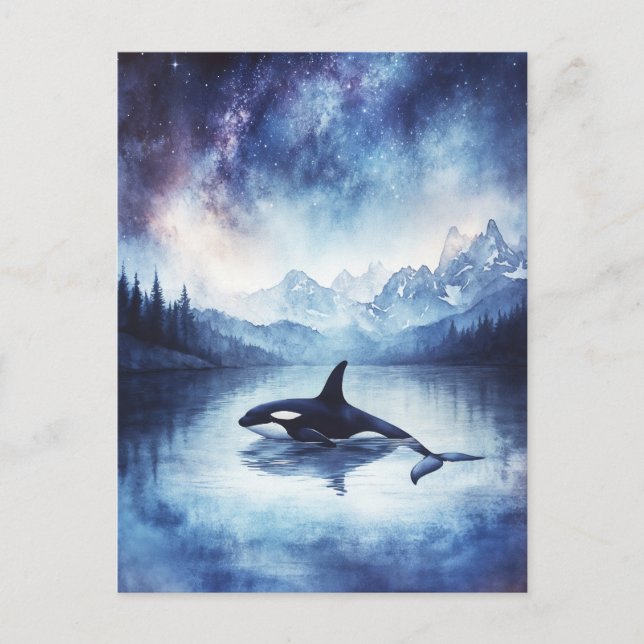Carte Postale Starry Orca Whale Mountain Lake (Devant)