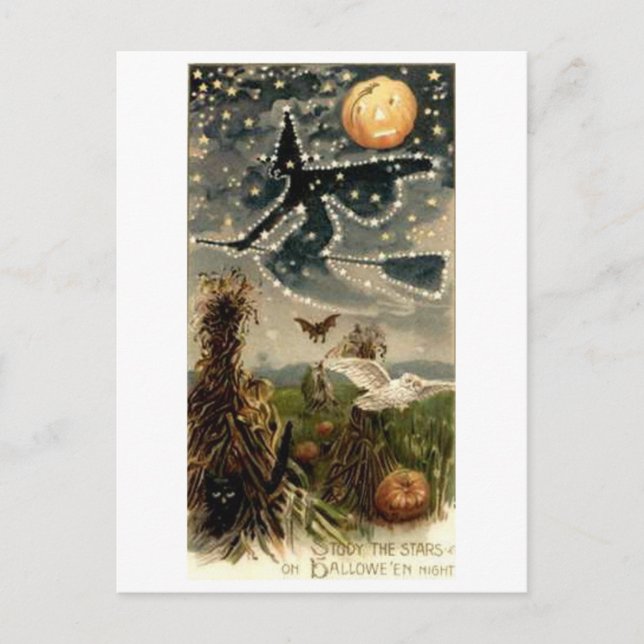 Carte Postale Starry Witch sur Broomstick (Devant)
