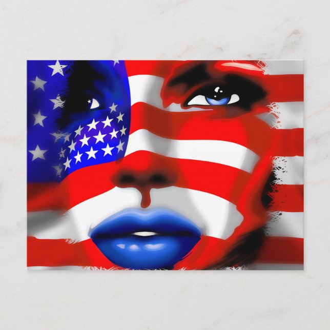Carte Postale Stars and Stripes Girl's Portrait Postcard (Devant)