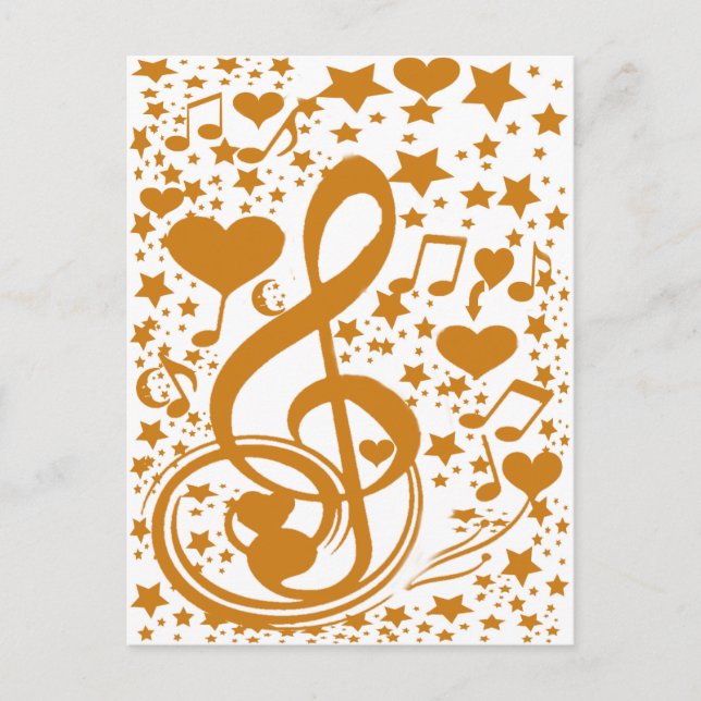 Carte Postale Stars, Hears et The Music Notes, Gold_ (Devant)