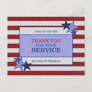 Carte Postale Stars Stripes Cuir Patriotique Vétérinaire Merci