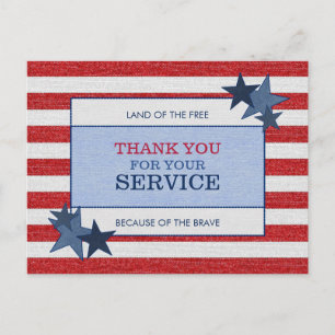 Carte Postale Stars Stripes Denim Patriotique Vétérinaire Merci