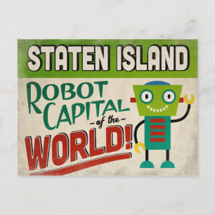 Carte Postale Staten Island New York Robot - Drôle Vintage
