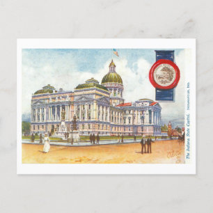 Carte Postale Stathouse/Capitole vintage de l'Indiana avec phoqu