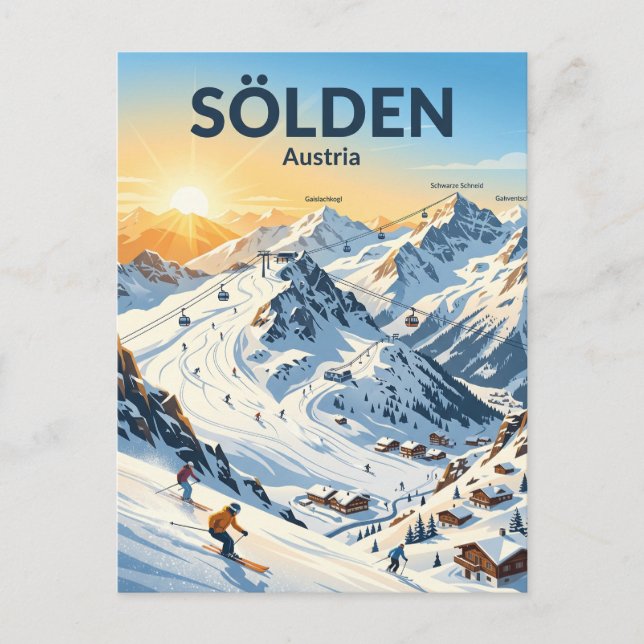 Carte Postale Station de ski de Sölden Autriche (Devant)