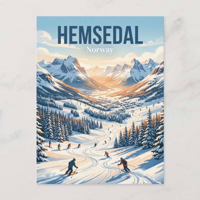 Carte Postale Station de ski d'Hemsedal Norvège (Devant)
