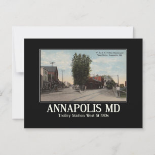 Carte Postale Station de trolley Annapolis MD, d'inspiration Vin