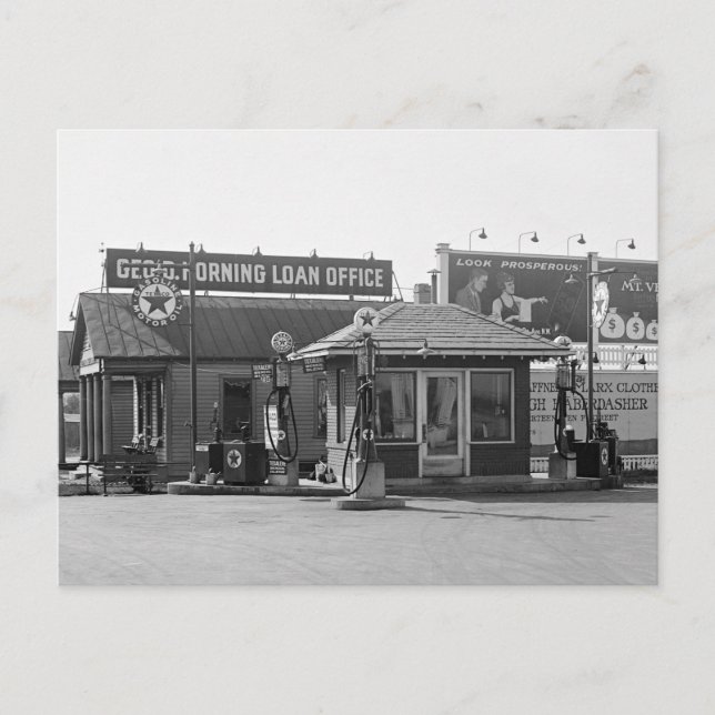 Carte Postale Station-service ancienne, années 1920 (Devant)