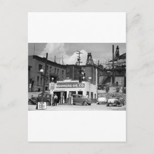Carte Postale Station-service ancienne, années 1930