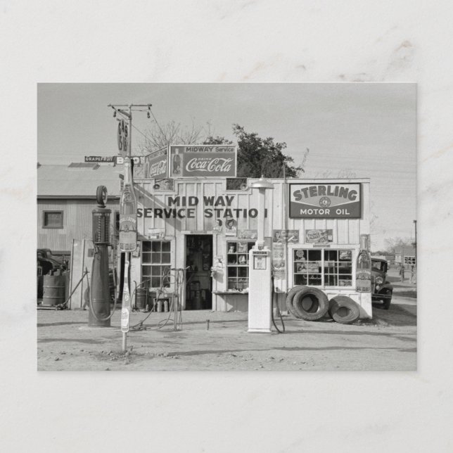 Carte Postale Station-service Midway, 1939 (Devant)