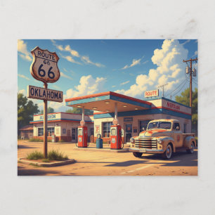 Carte Postale Station-service vintage de la route 66 en Oklahoma